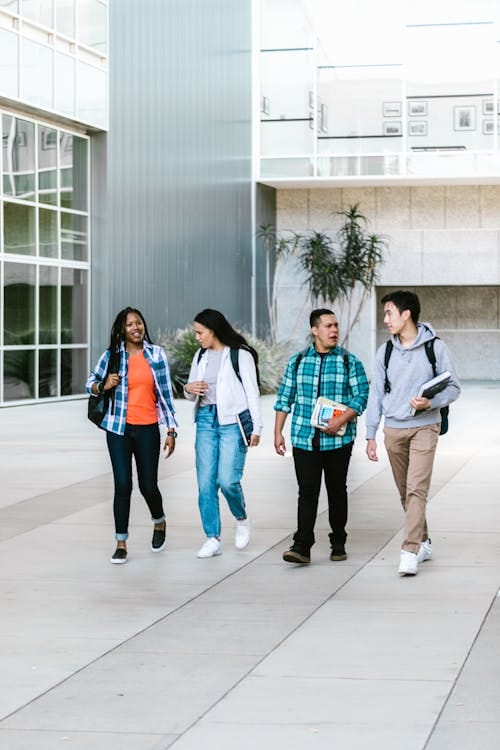 College students walking on campus